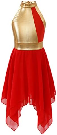 לינג'ינקס ילדות בנות ללא שרוולים שמלת ריקוד לירית מתכתית חגיגת פולחן ליטורגי לבגדי ריקוש