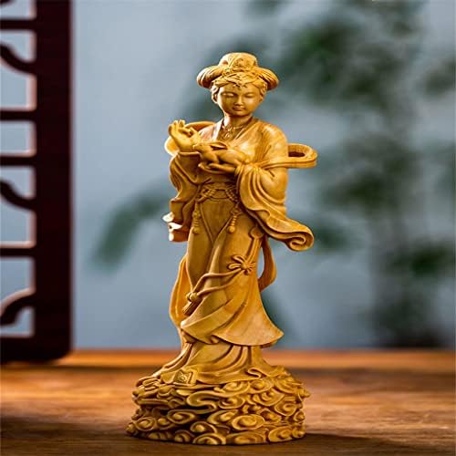 N/A פיות עץ מלא צ'אנג'ה דמות פסל ， גילוף ידיים ， קישוט קישוט לחדר שינה לסלון בית