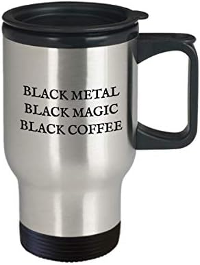 מתנת מתכת שחורה - ספל מתכת שחור מצחיק - ספל נסיעות מתכת שחור - קפה שחור שחור קפה שחור