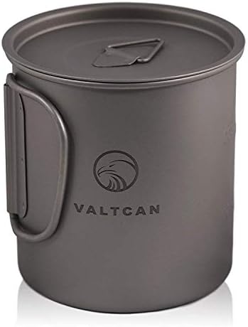 Valtcan 450 מל כוס קמפינג טיטניום עם מכסה הדוק