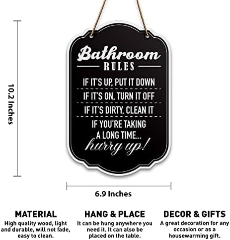 חוקי אמבטיה מצחיקים שלט עיצוב קיר, אם זה מניח את זה, שלט שירות שירותים ביתיים של חווה עץ בית עץ תלייה