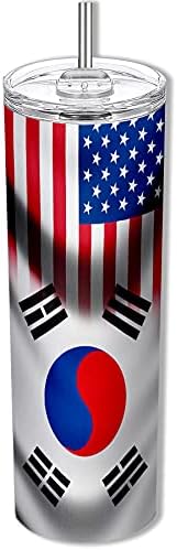 ExpressItbest 20oz סקיני כוס עם דגל דרום קוריאה - גלים וארהב