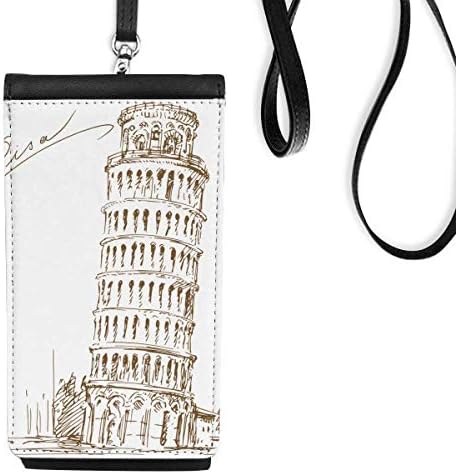 מגדל נוטה של ​​פיזה איטליה ארנק טלפון ארנק תלייה ניידת כיס שחור