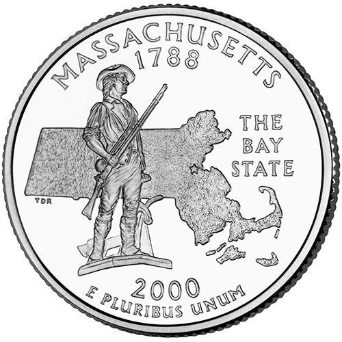 2000 P&D BU BU Massachusetts Choice Quert Quict Uncirculated Us Mint 2 Coin סט מטבע