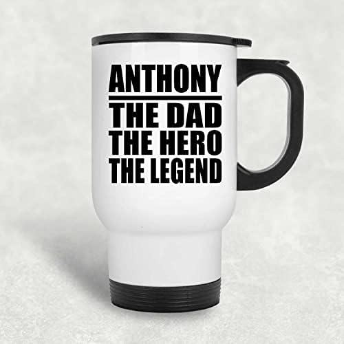 מעצב את אנתוני האבא הגיבור האגדה, ספל נסיעות לבן 14oz כוס מבודד מפלדת אל חלד, מתנות ליום הולדת יום הולדת