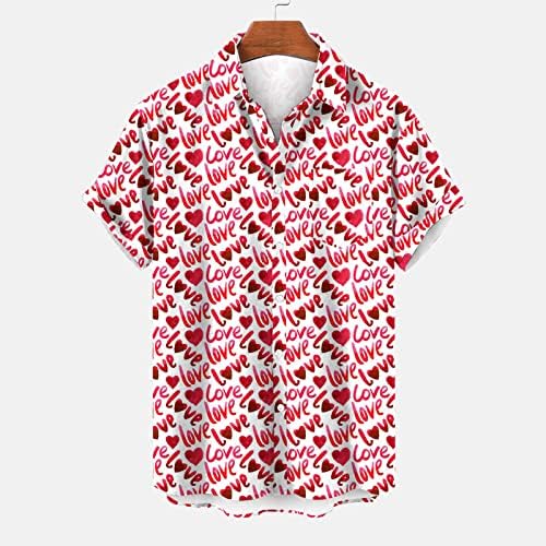 חולצות T לגברים חג האהבה מודפסת חולצת כיס אחת מזדמנת כיס מודפס רופף חוף חוף הוואי חולצות חולצות