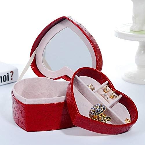 קופסת תכשיטים עור QTT אדום אהבה שרשרת טבעת עגילי אחסון קופסא תכשיטים תצוגה ארגזים ארגזים לחתונה קופסת
