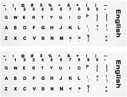 2 PCS חבילה מדבקות מקלדת באנגלית מדבקות להחלפת מקלדת אנגלית עם רקע לבן ובאותיות שחורות למחשב מחשב נייד