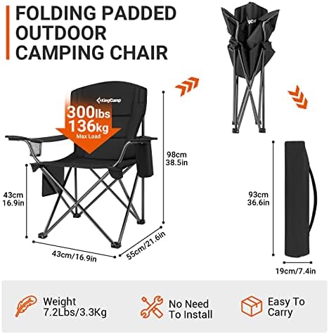 קינגקאמפ חובה כבדה גדולה מדי קיפול מתקפל חיצוני חיצוני מדשאה ניידת כיסא תיק עם קריר יותר למחנה חיצוני,