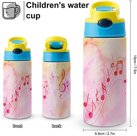 כוס תרמוס 500 מל צבע מוזיקלי הערה מבודדת בקבוק מים עם קש לספורט ולטיולים