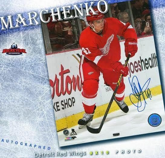 אלכסיי מרצ'נקו חתימה על דטרויט כנפיים אדומות 8x10 צילום - 70258 - תמונות NHL עם חתימה