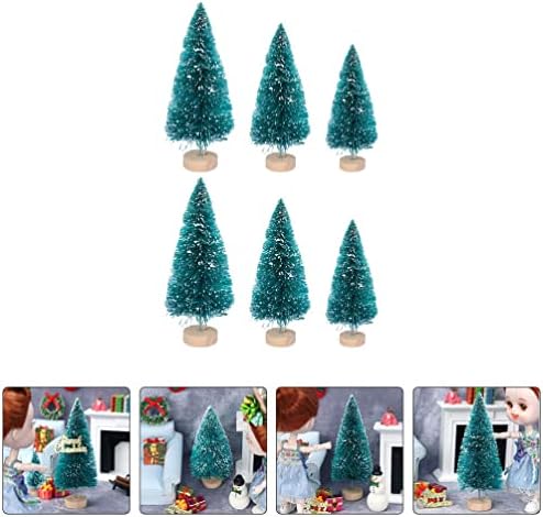 טוינדונה 6 יחידים מיניאטורי שלג עצי כפור מיני עצי אורן לחג המולד עם בסיס עץ מלאכותי עצי סיסל חלבית קישוט