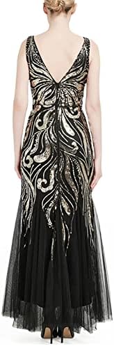 נשים גליטר שמלת ערב מקסי ארוך צוואר שרוולים שמלות נוצץ רשת בת ים שמלת ליידי קוקטייל שמלה