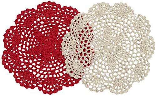 Dodoga 12 יחידות doilies בד תחרת סרוגה סרוגות שוללים לשולחנות פיקסמטים לחופי מטבח מעניקים עגולים 8 אינץ