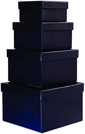 קופסת מתנה קשיחה מרובעת ברוש ליין, סט מקונן בגודל 4, 3.5 על 3.5 על 2 עד 6 על 6 על 4 אינץ', גודל קטן