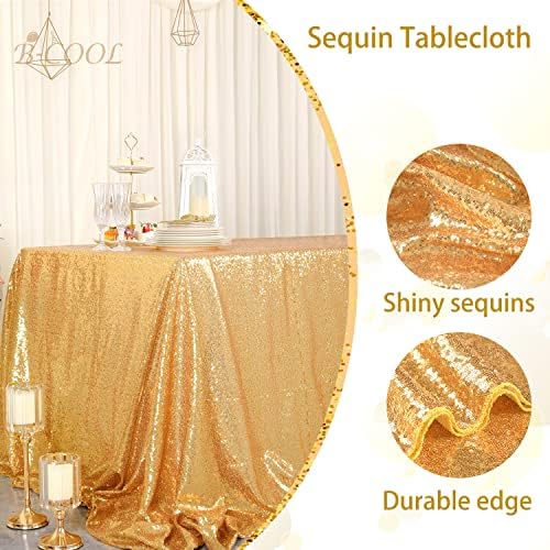 ב-מגניב זהב נצנצים מפת שולחן חלקה 90 על 132 אינץ מלבן רצף שולחן שכבות יום הולדת עוגת מסיבת חג המולד