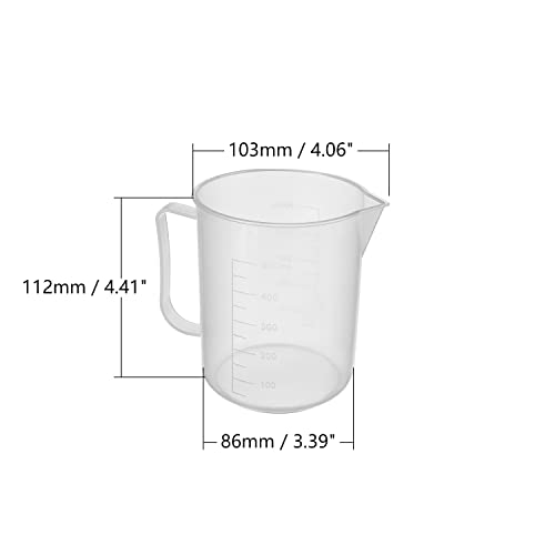 1 יחידות 500 עמ פלסטיק כוס מדידה שקוף בוגר כוס למדוד כוס עם ידית למעבדה מטבח מעבדה מדע ניסויים נוזלים