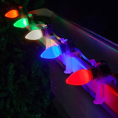 Opticore LED חלק/אטום מסחרי צבעוני C7 אורות חג מולד, אורות חג מולד חיצוניים, מיתרים מסחריים אורות חג