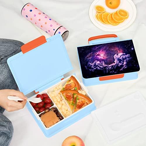 Alaza Dreamscape Galaxy Bento Bento קופסת ארוחת צהריים ללא BPA מכולות צהריים חסינות דליפה עם מזלג וכף,