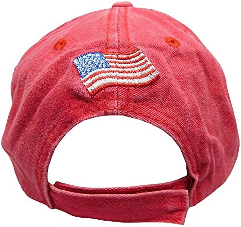 אלוהים רובים & מגבר; טראמפ 2024 ארה ב אדום שטף פוליאסטר מתכוונן רקום כובע כובע