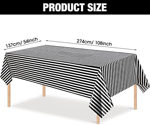 6 חלקים מפלסטיק פס שחור לבן שולחן פס, 54 x 108 אינץ