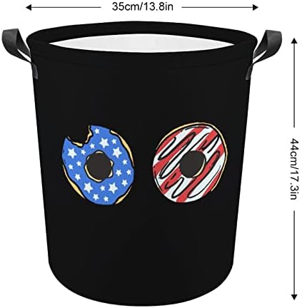 סופגנייה אמריקאי דגל סל כביסה מתקפל סל כביסה סל אחסון תיק עם ידיות