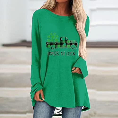 Tops Ylioge St. Patrick's St. Patrick's נשים נשים O-Neck Tops Tops חולצות טריקו הדפס מזדמן חולצה שרוול