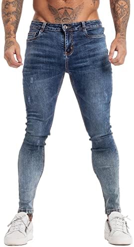 מכנסי ג'ינס רזים לגברים של ג'ינגטו נמתחים רגל מחודדת