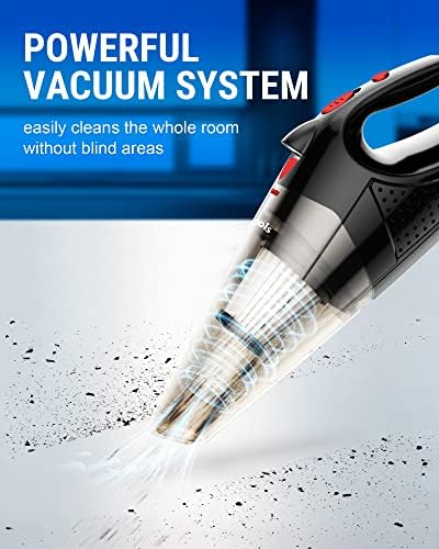Powools Vacuum Vacuum נטענת אלחוטית - שואב אבק כף יד חשמל גבוה עם טק מהיר של Cahrge, ואקום נייד עם סוללה