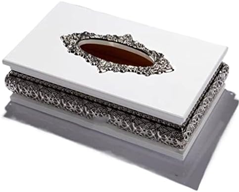 Quul לבן קופסת רקמות בסגנון אירופאי עץ לבן קופסת רקמות זהב קופסת בית קופסת מפיות מגירת יצירת