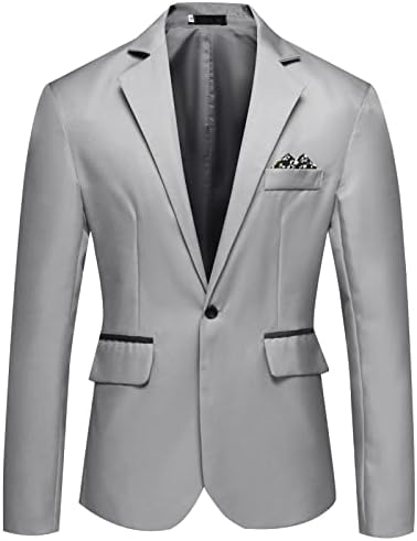 גברים מזדמנים רזה להתאים חליפת מעיל קל משקל מחורצים דש עסקי ספורט מעיל 1 כפתור יומי מסיבת חתונה בלייזר