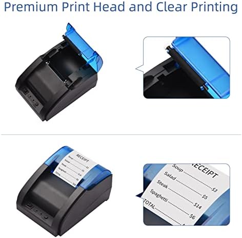 מדפסת ניידת של Huiop, 58 ממ מדפסת קבלה תרמית ישיר חיבור USB ו- BT תרמי ישירה להדפסת חשבונות כרטיסים