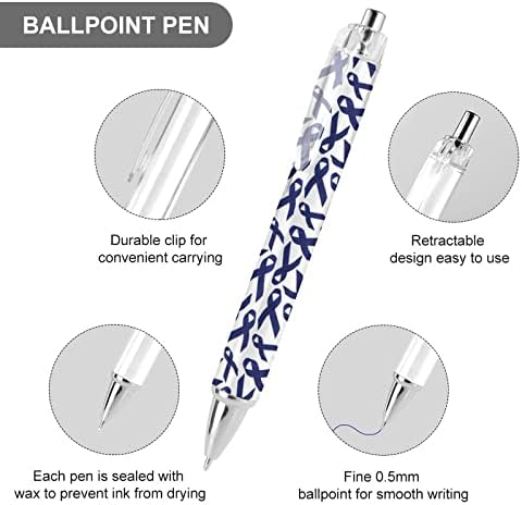 מודעות לסרטן המעי הגס סרטים כחולים כדורים עט עט עט עט לגברים נשים עטים נשלפים 0.5 ממ כחול עם מצחיק מודפס