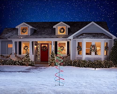 GE 'אפקטים צבעוניים' בגובה 7 מטרים משתנים סליל כפול עץ חג המולד ספירלה עם שלט רחוק