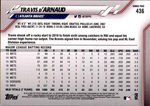 2020 Topps 436 Travis d'Arnaud NM-MT Atlanta Braves Baseball