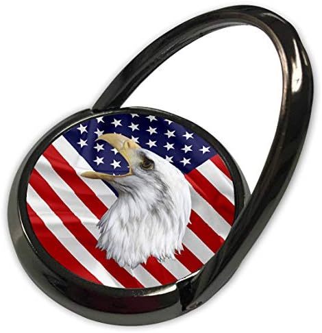 עיצוב אלכסיס 3DROSE - דגל אמריקאי קירח איגל - אמריקן איגל, ודגל ארהב. טבעת הטלפון המהממת