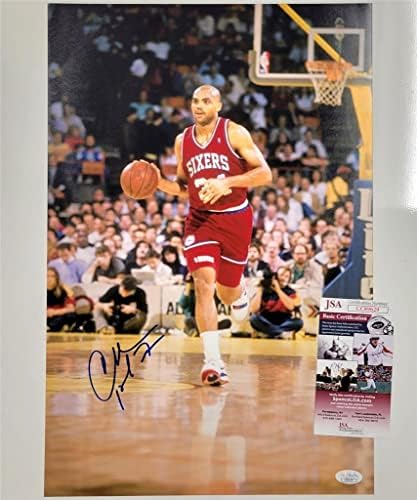 צ'רלס בארקלי חתם על פילדלפיה 76ers 12x18 חתימת צילום ~ JSA COA - תמונות NBA עם חתימה