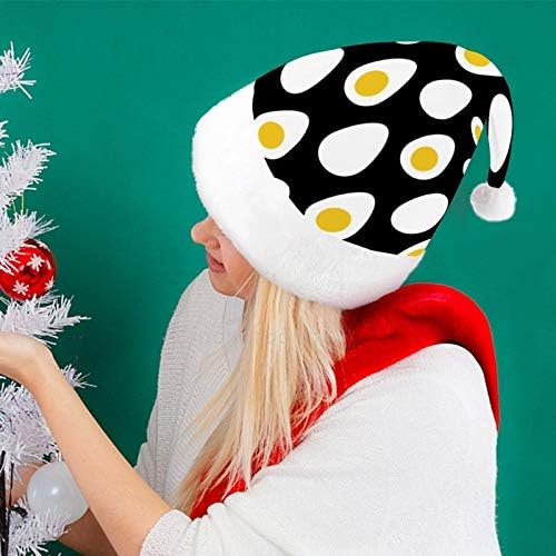 חג המולד סנטה כובע, ביצה - דפוס חג המולד חג כובע למבוגרים, יוניסקס נוחות חג המולד כובעי לשנה חדשה חגיגי