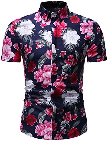 גברים חולצות הוואי מזדמנים פרחים שרוולים קצרים פרחוניים כפתור חולצות מודפסות שמלת חוף מזדמנים חולצות