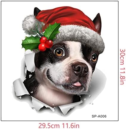 מדבקה מדבקה מדבקת קיר מדבקה כלב חיות מחמד כובע חג המולד מקרר מכסה אסלה מכסה מדבקות נייר עצמיות עבודה