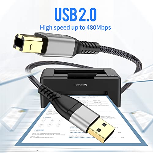 USB-B ל- USB-C/כבל מדפסת 20ft, JanMMEG USB C כבל MIDI כבל ניילון קלוע כבל מדפסת במהירות גבוהה עבור MacBook