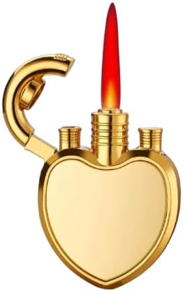 מצית בצורת לב מגניב - להבת סילון הניתנת למילוי חוזר עם להבה אדומה אטומה לרוח להבה חזקה ומרוכזת לשריפה