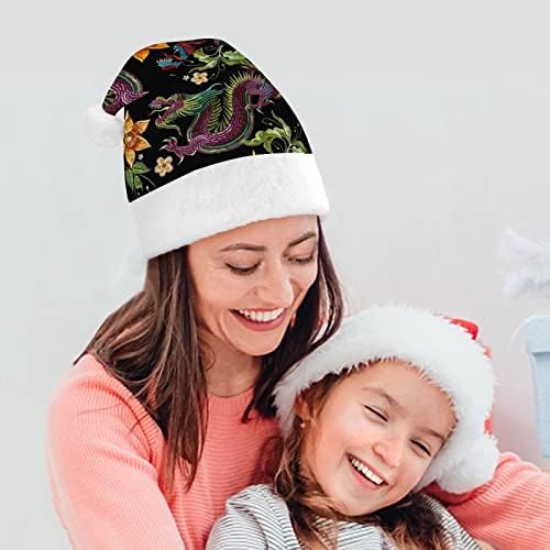 דרקונים ונרקיס פרחים מצחיק חג המולד כובע סנטה קלאוס כובעי קצר קטיפה עם לבן חפתים עבור חג המולד מסיבת