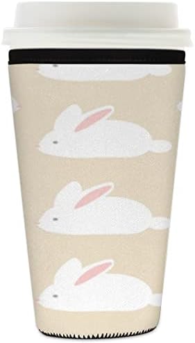 קריקטורה חמוד ארנב חמוד לשימוש חוזר של שרוול קפה קרח ניאופרן מחזיק כוסות קפה קרות 22-24oz