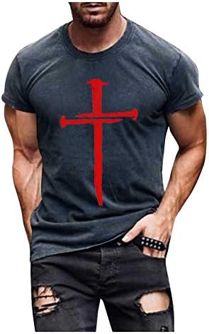 גברים של חידוש חולצה קצר שרוול ישו צלב אמונה מזדמן ספורט טי חולצה הנוצרי צלב גרפי דפוס חולצה חולצות