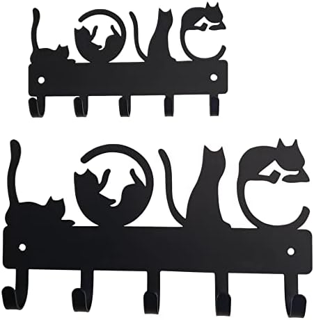 רוכל המתכת אוהב מתלה חתולי מקשים - רוחב 6 אינץ 'קטן - תוצרת ארהב; מחזיק מפתח רכוב על קיר עם חתולים מפותלים