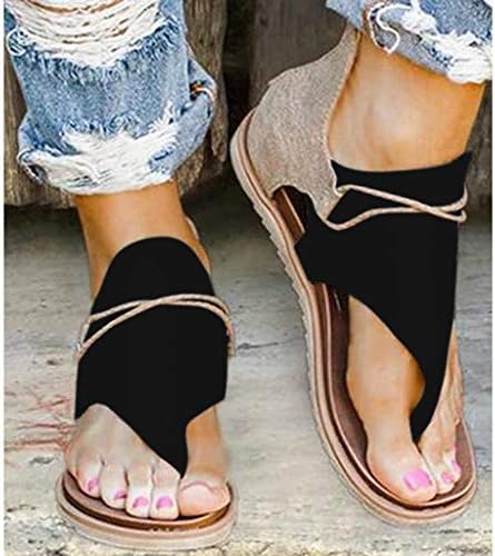 סנדלי חוף אייהו לנשים לבושות לבוש בוהן פתוחות נעלי סנדלים שטוחות קיץ סנדלי חוף רומאים מזדמנים כפכפים