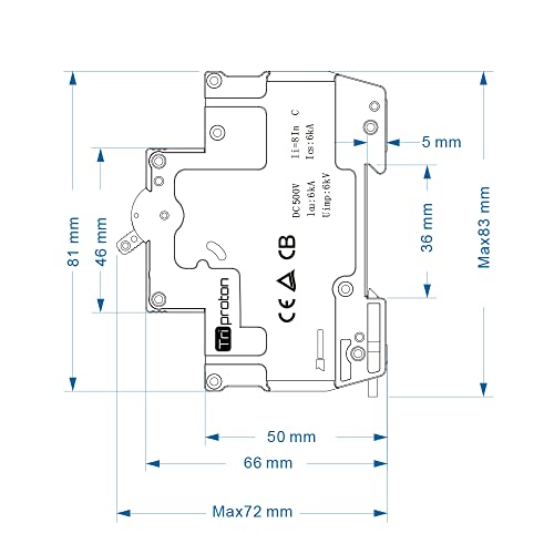 Witproton 2poles 500V DC מפסק מיניאטורה לפאנלים סולאריים מערכת רשת הרכבה לרכבת DIN הרכבה