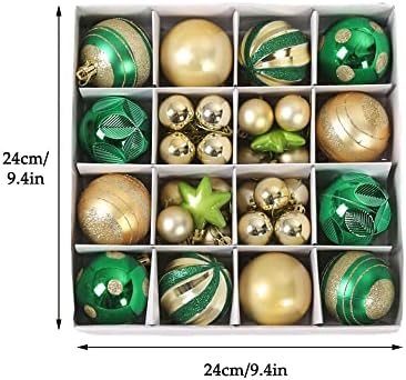 מוצרים ביתיים 42 יחידות חג המולד כדור סט, עץ חג המולד קישוט תליון, מראש מתוח פלסטיק כדורי, מחוסמת תיבת