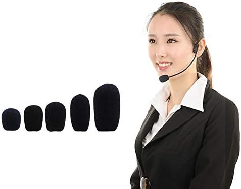 5 חתיכות מיקרופון אוזניות קצף ספוג שמשות מיקרופון כיסוי 5 גדלים שחור יצירתי וביצוע מעולה נוח עיצוב